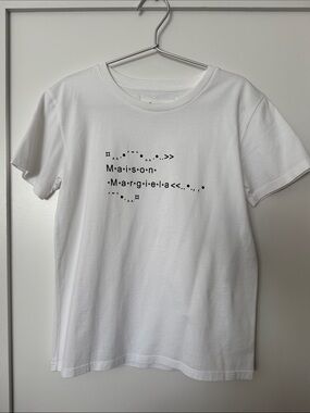 Maison Martin Margiela White Crewneck T-Shirt with Black Dot Logo